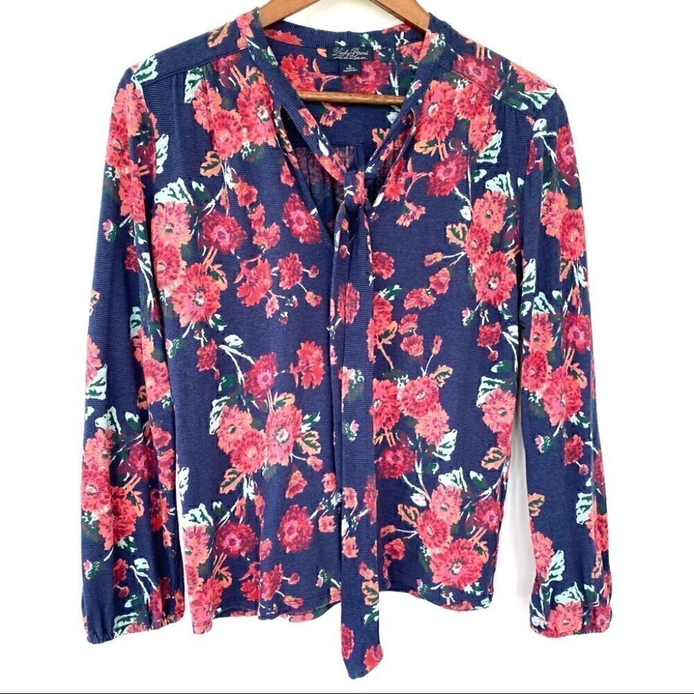 Lucky Brand floral print top with tie at the neck